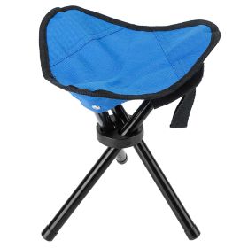 Folding Tripod Stool Outdoor Foldable Travel Chair Portable Stable Seat For Camping Fishing Travel Hiking Garden Beach (Option: FoldStoolLBlue)