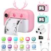 Kids Instant Print Camera 2.4in Digital Zero Ink Selfie Camera 1080P HD Video Recorder Toddler Camera with Dual Lens 3 Roll Print Papers Cute Stickers