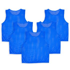 5Pcs Mesh Scrimmage Vests Soccer Basketball Team Training Pinnies Jerseys Shirt Adult Plus Size (Option: BibsBlueAdultPlus)