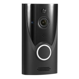 WiFi Video Doorbell Wireless Door Bell 720P HD WiFi Security Camera w/ Two-way Talk PIR Motion Detection IR Night Vision Home Security Camcorder Offic (Option: WLDoorBellCameraNewBLK)
