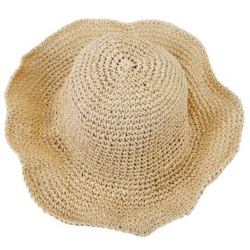 Ladies Summer Sun Hats Women Wide Brim Straw Floppy Panama Cap Roll up Beach Hat Packable Summer Cap For Women (Option: WomenStrawHatsBeige)