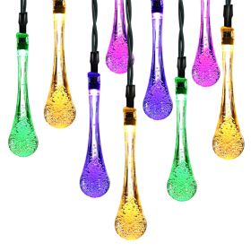 Outdoor Solar String Lights 21 Feet 30 LEDs Water Drop Solar Powered Lights Waterproof Solar Fairy Lights Decorative Solar Powered Lights for Home Pat (Option: LEDStringColor)
