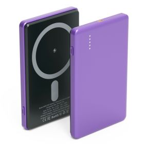 2 In 1 5000mAh 8MM Slim MagSafe Wireless Power Bank PD20W Magnetic Fast Charger Portable Phone Charger Fit for IOS Phone 15 14 13 12 Series And More (Option: PowerBankPurple)