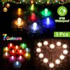 3Pcs Submersible LED Tea Lights Waterproof Candle Lights Battery Operated Decor Lamp