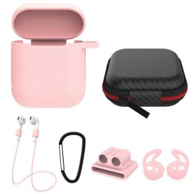 Silicone Case for Apple AirPod 1 2 AirPods Protective Cover Skin w/Strap Ear Hooks Watch Band Holder (Option: AP12CasePink)