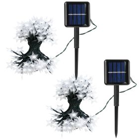 2Pcs Solar Powered String Lights 39.3FT 100LED Beads Fairy Star Lights IP65 Waterproof Decorative Garden Party Christmas Tree Stake Lamps w/ 8 Lightin (Option: StringLightWhite)