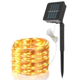 100 LEDs Solar String Lights Outdoor IP65 Waterproof Copper Wire String Lights Solar LED Fairy Lamps Wedding Party Festival (Option: SolarStringLightWarm)