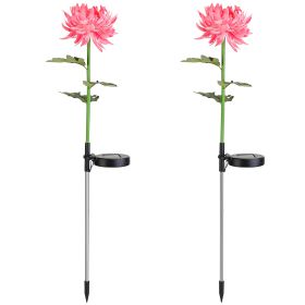 2 Packs Solar LED Chrysanthemum Lights Solar Powered Garden Flower Stake Lamp Waterproof Landscape Decorative Light for Garden Patio Yard (Option: FlowerStakeLightPink)