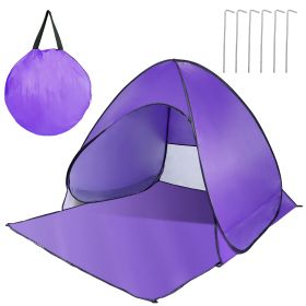 Pop Up Beach Tent Sun Shade Shelter Anti-UV Automatic Waterproof Tent Canopy for 2/3 Man w/ Net Window Storage Bag for Outdoor Beach Camping Fishing P (Option: PopUpBeachTentPurple)