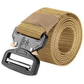 Men Military Belt Adjustable Tactical Belt Combat Waistband w/Metal Buckle Nylon Training Belt (Option: MilitaryBeltKhaki)