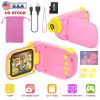 Kids Digital Camera Child Video Camera Children Camcorder Christmas Toy Birthday Gifts with 2.4in Screen 4X Digital Zoom 5 Games 32G MMC Card for 3-10