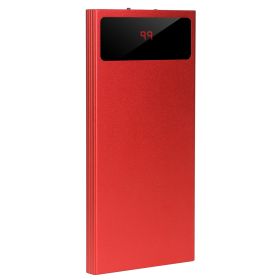 20000mAh Power Bank Ultra-thin External Battery Pack Phone Charger Dual USB Ports Flashlight Battery Remain Display (Option: PowerBankRed)