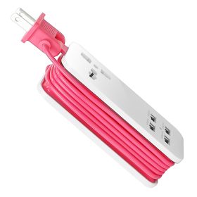 USB Power Strip w/ Surge Protector Fire Retardant 5FT Extension Cord USB Charging Station w/ 4 USB Ports 1AC Socket For Phone Tablet PC (Option: 4PortUSBChargeStationPink)