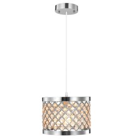 Crystal Pendant Lampshade Modern Chandelier Style Height Adjustable Ceiling Light Shade (Option: PendantLightSilver)