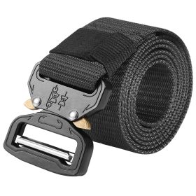 Men Military Belt Adjustable Tactical Belt Combat Waistband w/Metal Buckle Nylon Training Belt (Option: MilitaryBeltBlack)