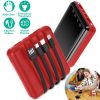 10000mAh Portable Charger Power Bank External Battery Pack w/ 4 Built-in Cables w/ LED Flashlight