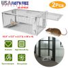 2 Pack Rat Trap Cage Humane Live Rodent Trap Cage Galvanized Iron Mice Mouse Control Bait Catch with Detachable U Shaped Rod