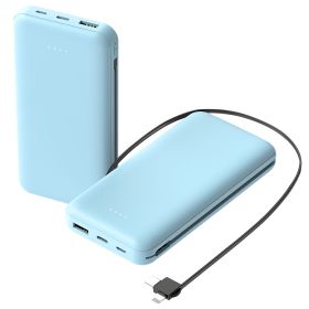 10000mAh Power Bank Portable Phone Charger External Battery Pack with LT & Type-C Double-ended Cable Type-C USB Cable Fit For IOSPhone 14 Android And (Option: PowerBankBlue)