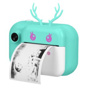 Kids Instant Print Camera 2.4in Digital Zero Ink Selfie Camera 1080P HD Video Recorder Toddler Camera with Dual Lens 3 Roll Print Papers Cute Stickers (Option: KidsCameraDeerBlue)