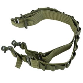 Tactical Shotgun Sling 2 Point Gun Sling Adjustable Shoulder Strap Rifle Shotgun Belts w/ 15-Shell Holders (Option: SinglePointGunSlingGreen)