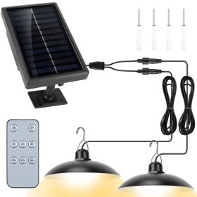 Solar Shed Lights Dual Lighting Heads Dimmable Timing Auto Sensor Turn Off Hanging Lamp IP65 Waterproof Remote Control Pendant Light For Garden Patio (Option: SolarLampDualWarm)