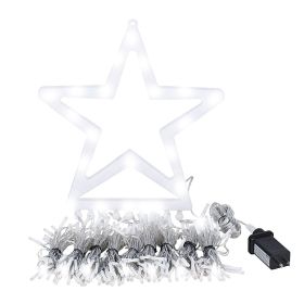 Christmas Hanging Waterfall String Light with Topper Star IP65 Waterproof Outdoor Plug In Fairy Waterfall Tree Light with 8 Lighting Modes Timer Memor (Option: StringLightPlugWhite)