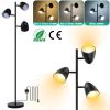 Black Tree Standing Floor Lamp Metal 3 Color Temperature Reading LED Bulb Light 360 Degree Adjustable Individual Separate Switch Living Room Bedroom O