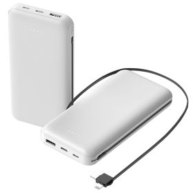 10000mAh Power Bank Portable Phone Charger External Battery Pack with LT & Type-C Double-ended Cable Type-C USB Cable Fit For IOSPhone 14 Android And (Option: PowerBankWhite)