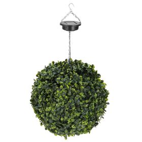 Solar Powered Topiary Ball 20 LED Lights Artificial Rose Flower Garden Hanging Light Ball IPX4 Water-Resistant Decorative Lighting for Home Garden Fen (Option: HangBallLightGRN)