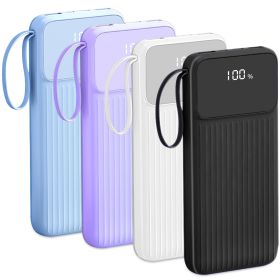 PD22.5W Fast Charger 20000mAh Fast Charging Power Bank Portable Charger with 4 Inbuilt Cables Digital Display Handle Fit For IOSPhone 15/14 Android An (Option: PowerBankBlack)