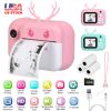 Kids Instant Print Camera 2.4in Digital Zero Ink Selfie Camera 1080P HD Video Recorder Toddler Camera with Dual Lens 3 Roll Print Papers Cute Stickers