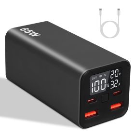 20000mah 65W USB-C PD Laptop Power Bank Fast Charging Power Bank Portable Type-C Charger with USB-C to USB-C Cable Fit For IOS Phone 15 Android Macboo (Option: PowerBankBlack)