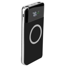 Qi Wireless Charging Station 10000mAh Power Bank Phone Tablet Charger w/ 4 Modes Flashlight For Travel Outdoor (Option: QiWirelessPowerBankBlack)