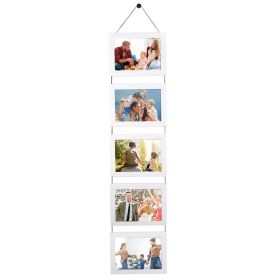 5x7IN Wall Hanging Picture Collage Frame 5-Opening Wall Decor Without Mat Rustic Style Wood Photo Frame Display (Option: Frame5F57InWhite)