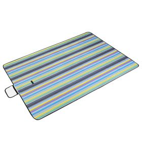 60" x 78" Waterproof Picnic Blanket Handy Mat with Strap Foldable Camping Rug for Camping Hiking Grass Travelling (Option: WPPicnicBlanketBlueStripe)