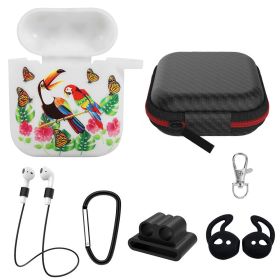 Silicone Case for Apple AirPod 1 2 AirPods Protective Cover Skin w/Strap Ear Hooks Watch Band Holder (Option: AP12CaseParrot)