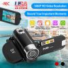 HD 1080P Digital Video Camcorder 2.7in 16X Zoom DV Camera 270otation Rechargeable Kid Camera w/Fill Light Selfie
