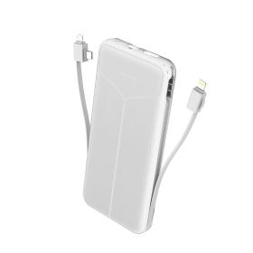 10000mAh Power Bank Portable Charger with US Plug 2 Built-in Cables External Battery Pack with 4 Ouputs 3 Inputs Fit For IOS Phone 14 Android And More (Option: PowerBankWhite)