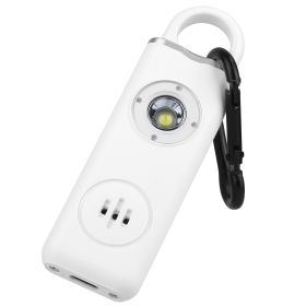 Rechargeable Personal Safety Alarm Portable 130dB Self-defense Siren with Strobe Light LED Light Carabiner Emergency Escape Tool for Women Kids Elderl (Option: SafetyAlarmWhite)