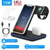 Wireless Charger 3 in 1 Charger Stand 15W Fast Charging Station Dock for iWatch Series 5/4/3/2/1 AirPods iPhone 11/11 Pro/Xs/X Max/XR/X/8/8Plus Samsun