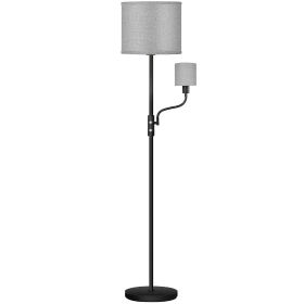 67.32In Mother Daughter Floor Lamp with Linen Shade 3200K Brightness 360djustable Reading Light Modern Decoration Standing Lamp for Living Room Bed (Option: FloorLampGrey)
