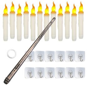 12Pcs Flameless Floating Candles LED Magic Hanging Candle Light Battery Operated Flickering Warm Light Window Candle With Magic Wand Remote for Hallow (Option: FloatingCandleYellow)