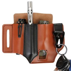 Multi-tool Sheath for Belt Leather EDC Pocket Organizer for Men EDC Leather Pouch Flashlight Sheath (Option: MultitoolSheathBrown)