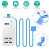 USB Power Strip w/ Surge Protector Fire Retardant 5FT Extension Cord USB Charging Station w/ 4 USB Ports 1AC Socket For Phone Tablet PC