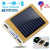 20000mAh Solar Power Bank 48W Emergency External Battery Pack 3A Dual USB Ports Water Resistant Outdoor Charger w/ Battery Indicators SOS LED Lights C