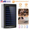 20000mAh Solar Power Bank 48W Emergency External Battery Pack 3A Dual USB Ports Water Resistant Outdoor Charger w/ Battery Indicators SOS LED Lights C