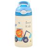 13.5Oz Insulated Stainless Steel Water Bottle Leak-proof Bottle for Kids with Straw Push Button Lock Switch Sports Water Bottle for Toddlers Boys Girl