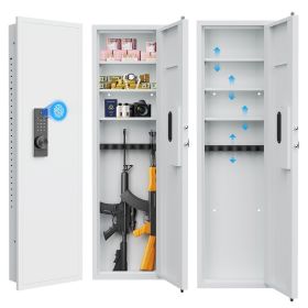 53" Fingerprint Touch Panel In-Wall Safe,Hidden Wall Gun Safe for Rifles with Adjustable Shelves (Color: AS PIC)