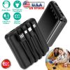10000mAh Portable Charger Power Bank External Battery Pack w/ 4 Built-in Cables w/ LED Flashlight
