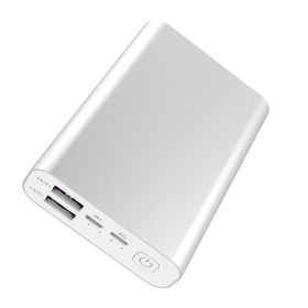 Portable 10000mAh Power Bank with Dual Outputs and Inputs (Option: 10000mahPowerBankSilver)